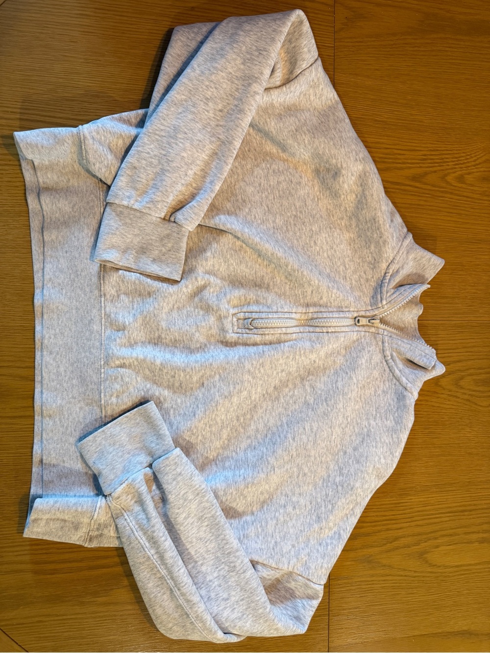 Fabletics Light Gray Half-Zip Cowl Sweater